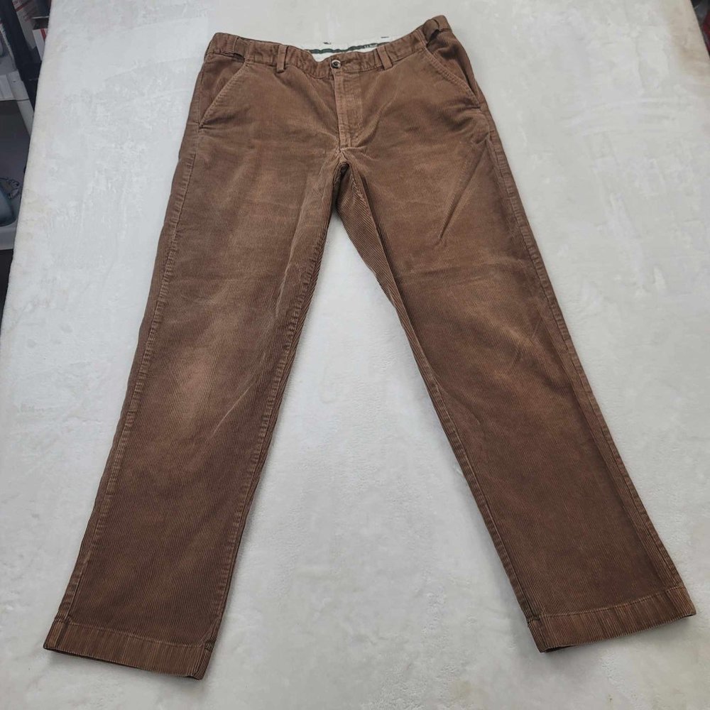 LL Bean Mens Corduroy Comfort Waist Brown Pants Size 35x32 (36x31 Measured)